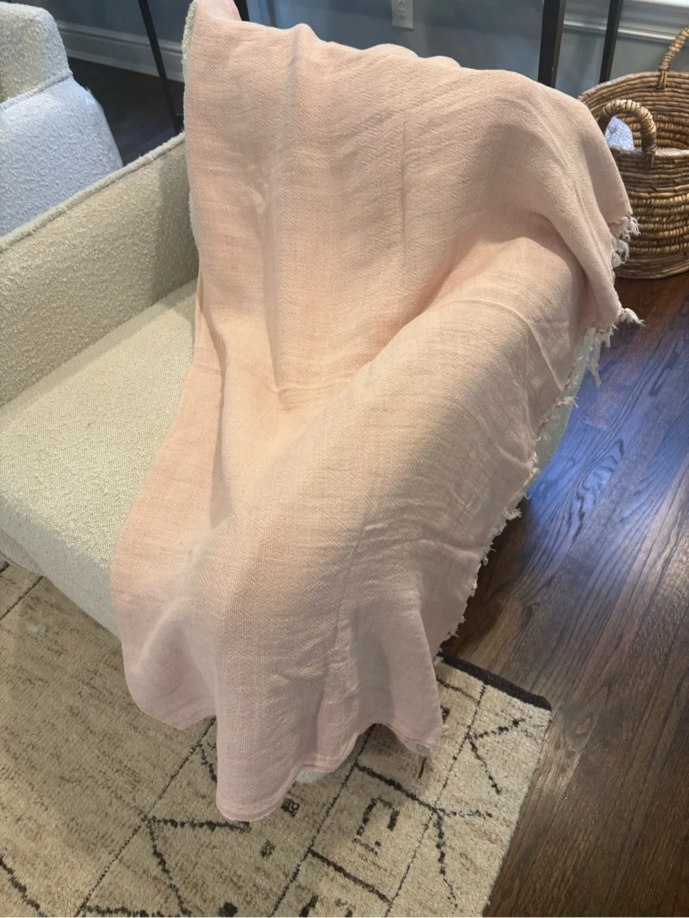 Pom Pom at Home by Hilde Leiaghat Pink Linen Throw